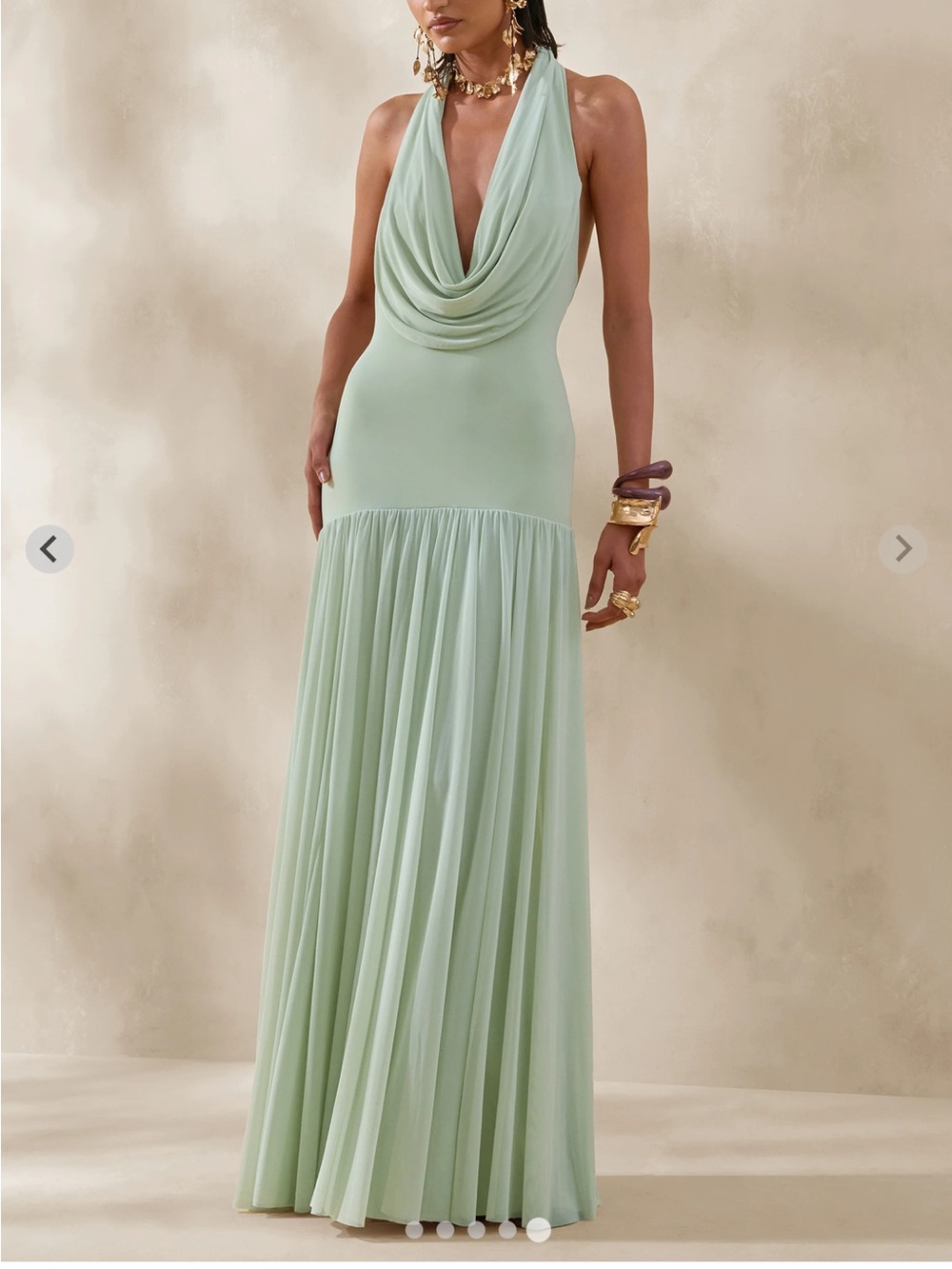 Club L London Draped Halter Maxi Dress in Sage
